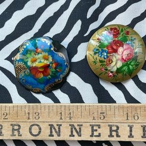 2 beautiful hand painted pins